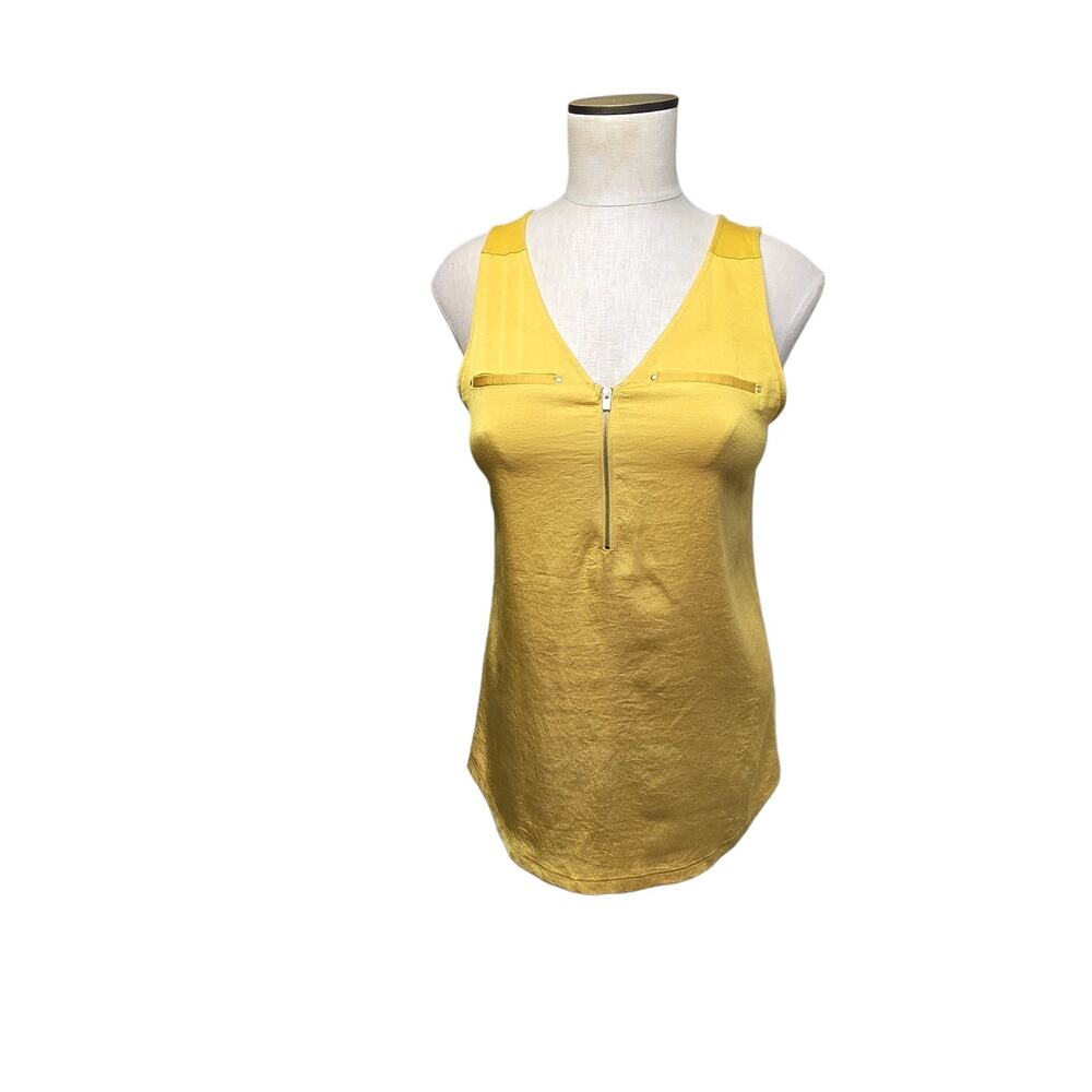 Express Women's Top Zip Front Sleeveless Size Small Gold Yellow